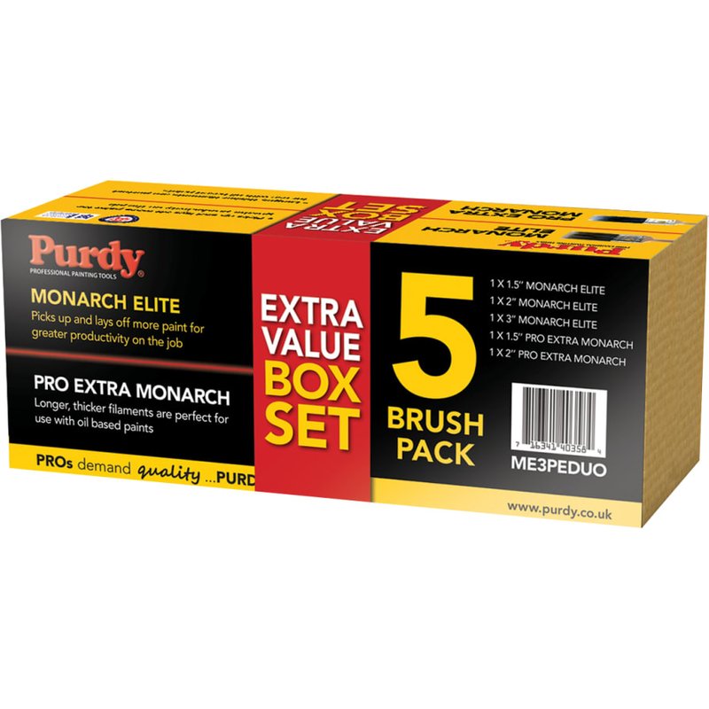 Purdy® Monarch™ Elite™ & Pro-Extra® Monarch™ Brush Set, 5 Piece ME3PEDUO
