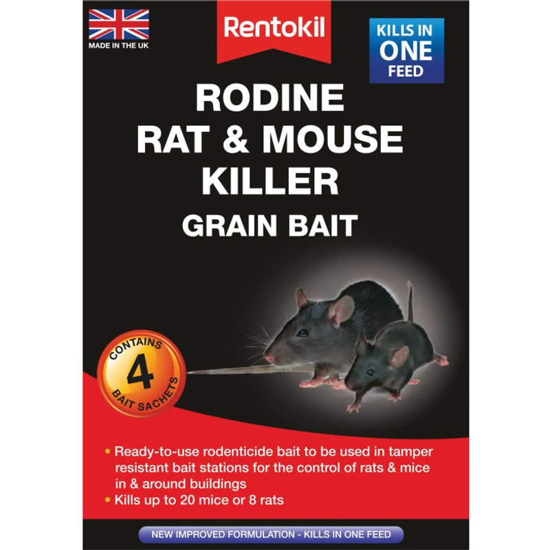 Rentokil Rodine Rat & Mouse Killer Grain x 4 PSMR12B PSMR12B