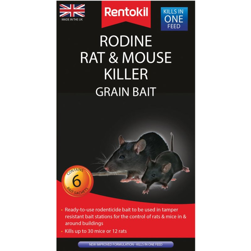 Rentokil Rodine Rat & Mouse Killer Grain x 6 PSMR13B PSMR13B