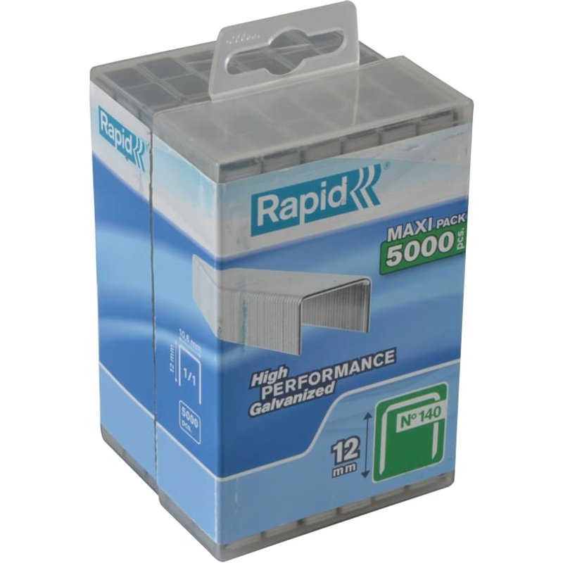 Rapid 140/12 12mm Galvanised Staples (Poly Pack 5000) 40303091