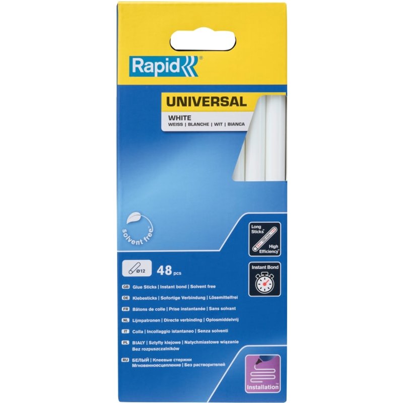 Rapid Universal Glue Sticks, White 12 x 190mm (Pack 48) 5001412