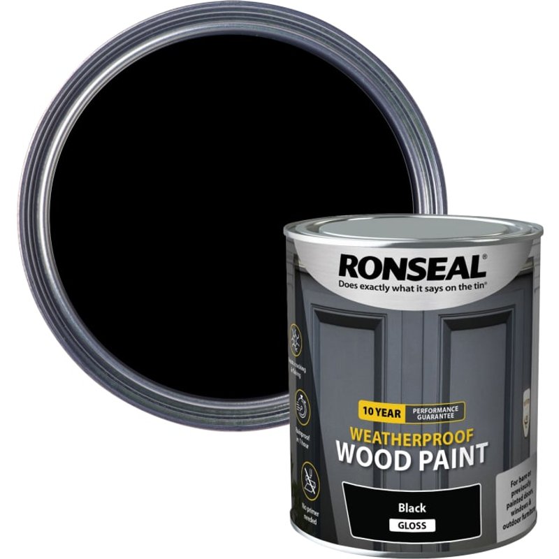 Ronseal 10 Year Weatherproof Gloss 2 In 1 Black 750ml 38772 38772