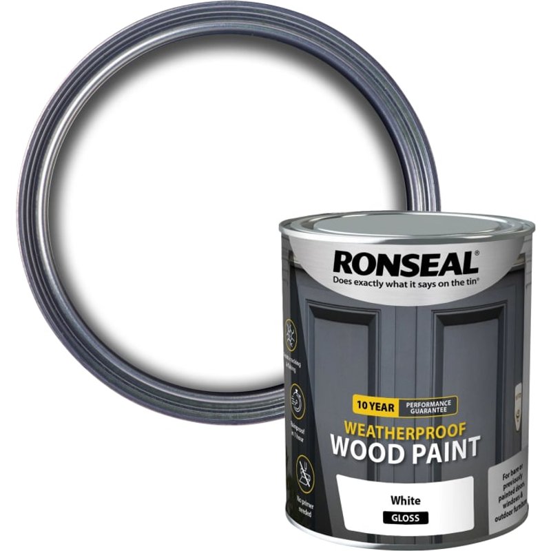 Ronseal 10 Year Weatherproof Gloss 2 In 1 White 750ml 38773 38773
