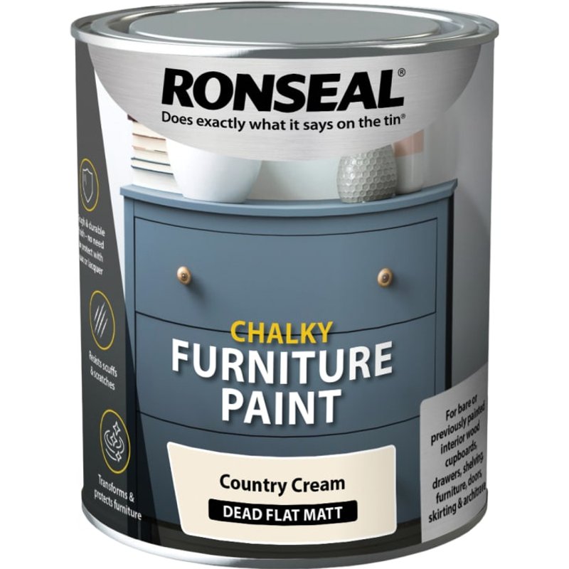 Ronseal Chalky Furniture Paint Country Cream 750ml 37483
