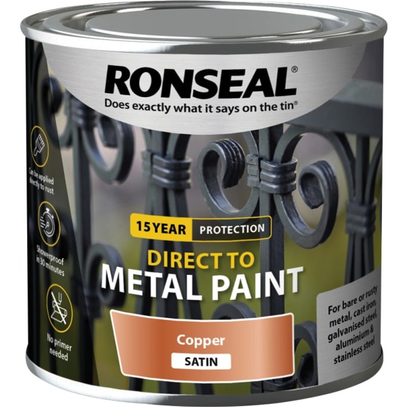 Ronseal Direct to Metal Paint Copper Satin 250ml 39406