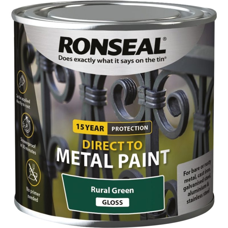 Ronseal Direct to Metal Paint Rural Green Gloss 250ml 39185