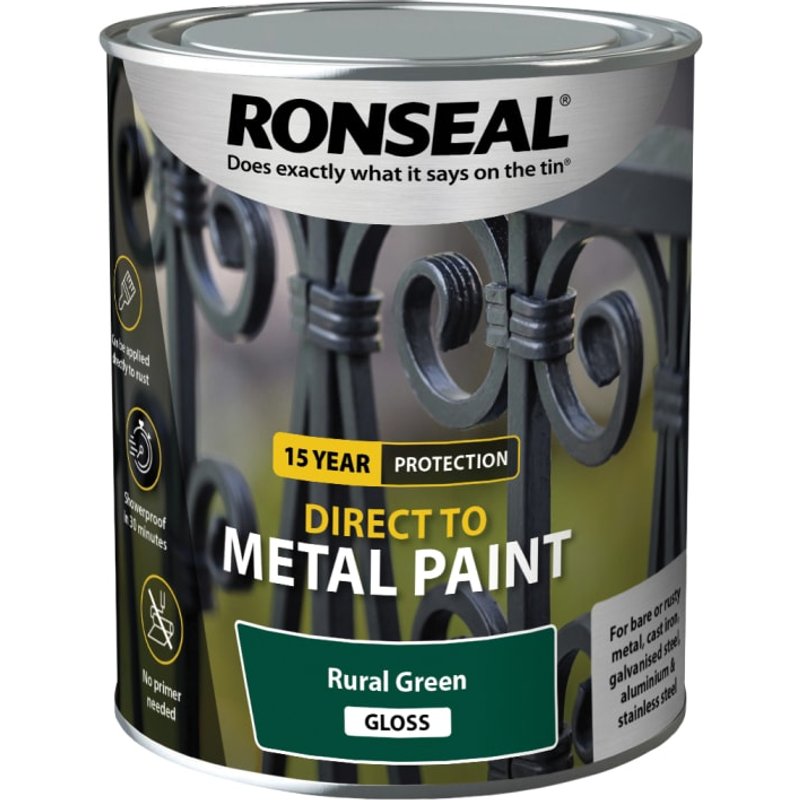 Ronseal Direct to Metal Paint Rural Green Gloss 750ml 39202