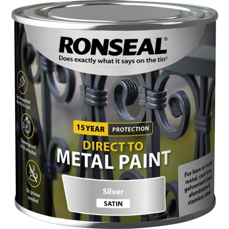 Ronseal Direct to Metal Paint Silver Satin 250ml 39404