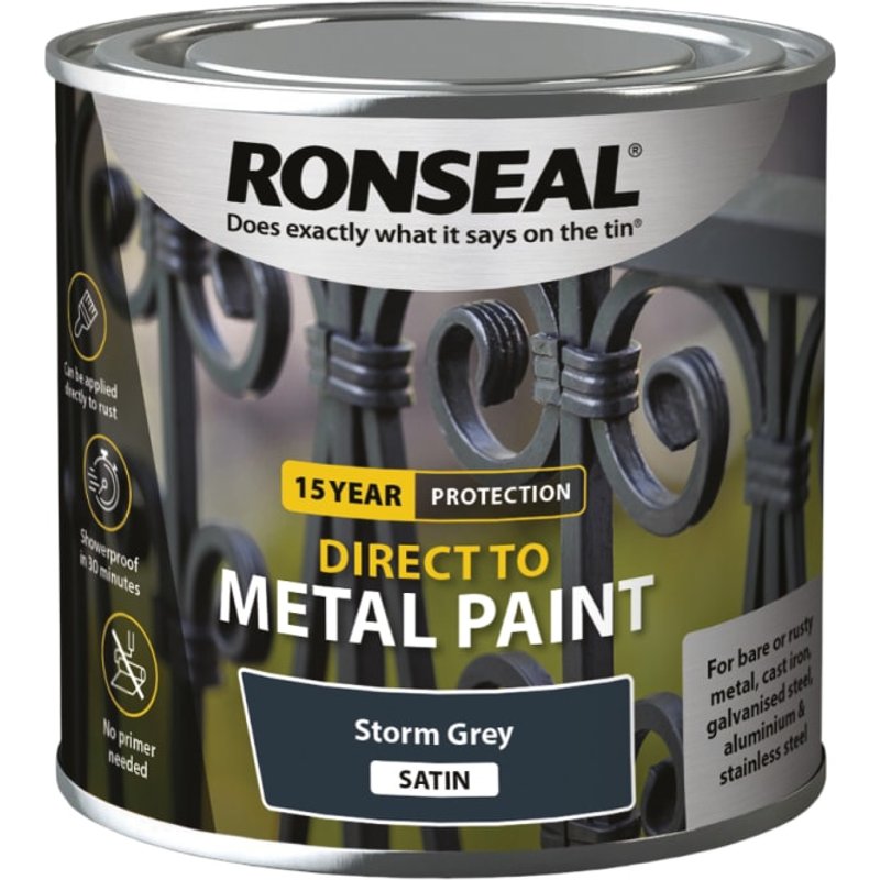 Ronseal Direct to Metal Paint Storm Grey Satin 250ml 39191