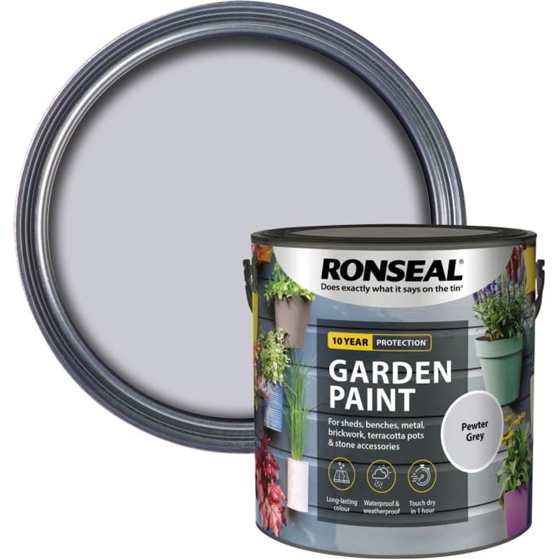 Ronseal Garden Paint Pewter Grey 2.5 litre 39444