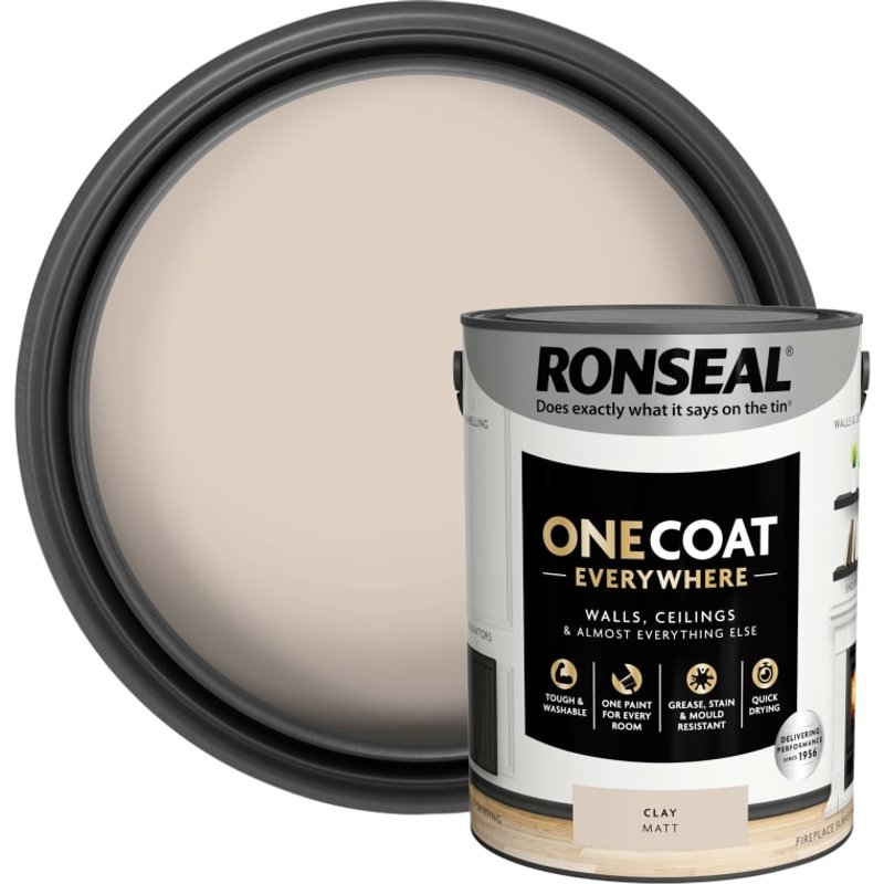 Ronseal One Coat Everywhere Interior Paint Clay Matt 5 litre KCB.7015103.22604.81
