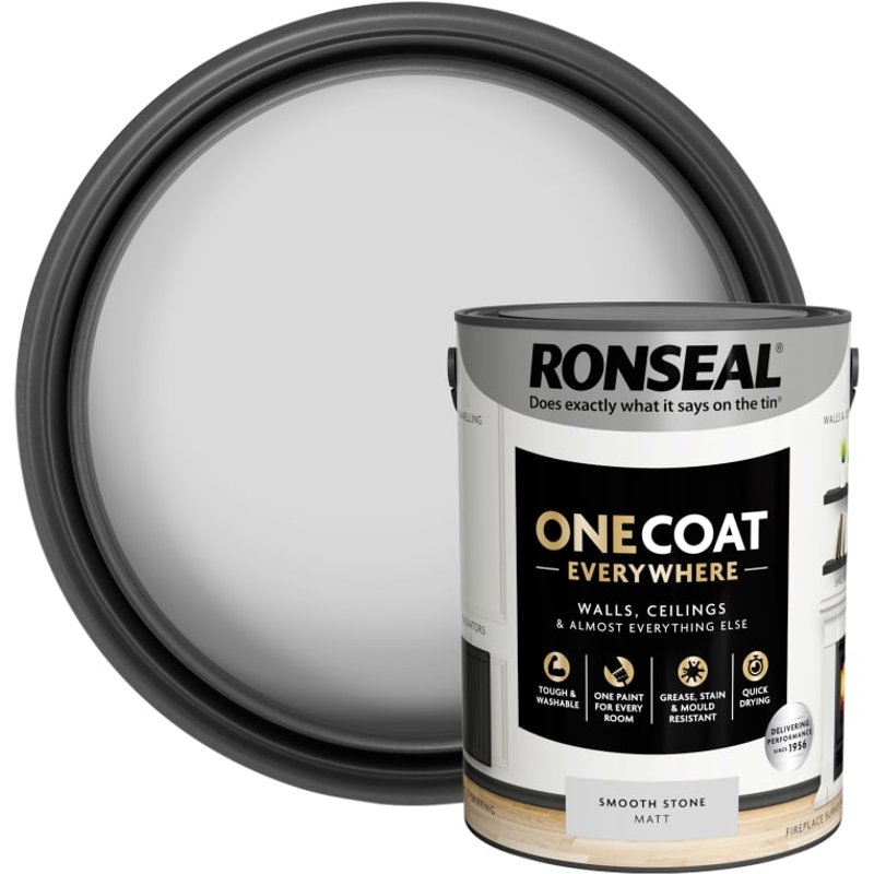 Ronseal One Coat Everywhere Interior Smooth Stone Matt 5 litre KCB.7015103.12704.81