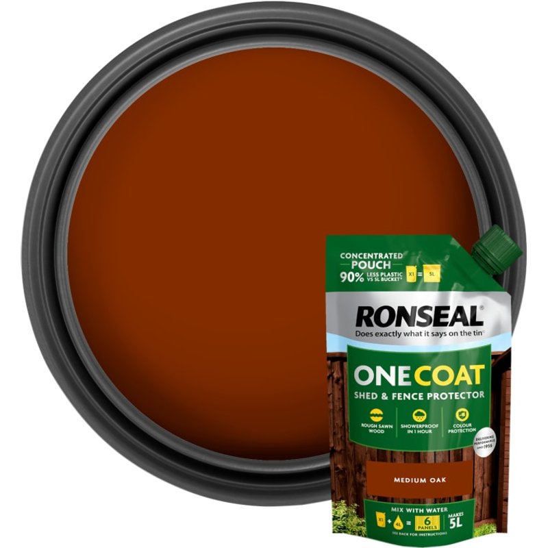Ronseal One Coat Shed & Fence Refill Pouch Medium Oak 950ml KCB.8174503.40100.73