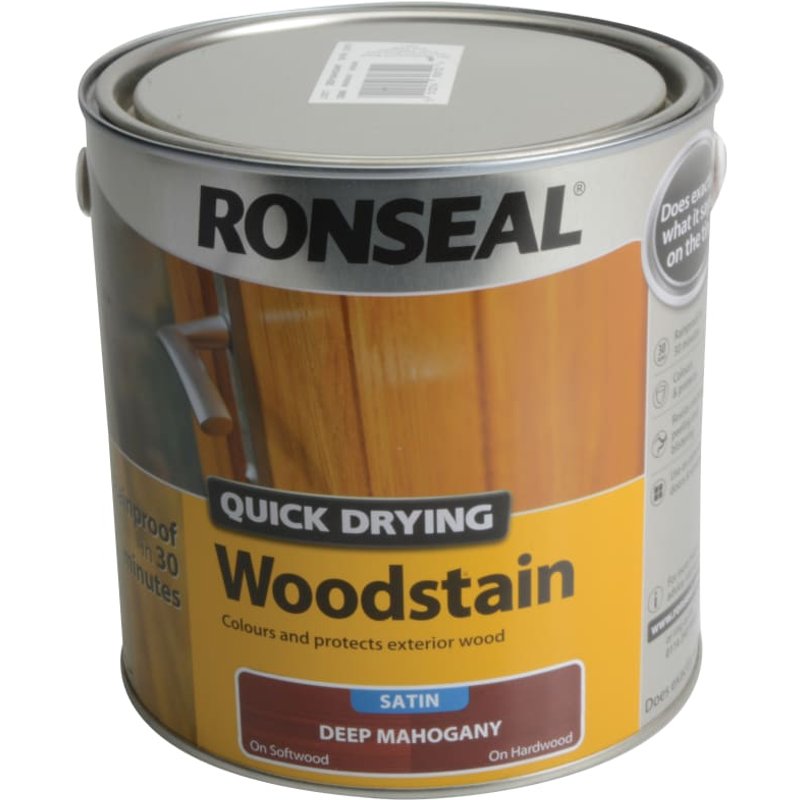 Ronseal Quick Drying Woodstain Satin Deep Mahogany 2.5 litre 30945
