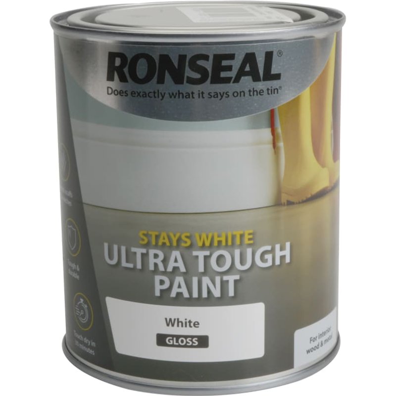 Ronseal Stays White Ultra Tough Paint Gloss White 750ml 37522