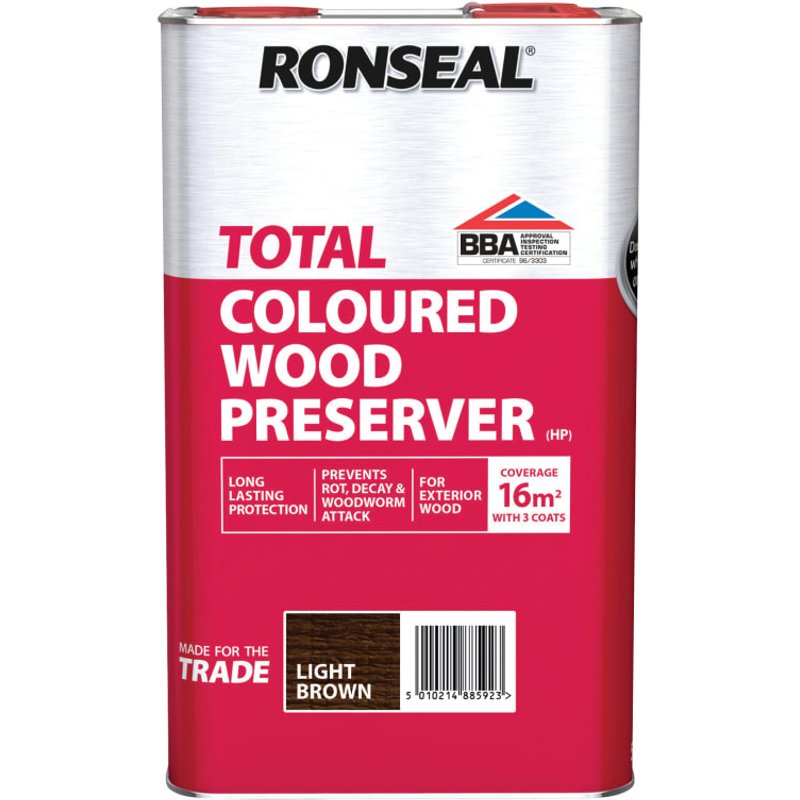 Ronseal Trade Total Wood Preserver Light Brown 5 litre 38592