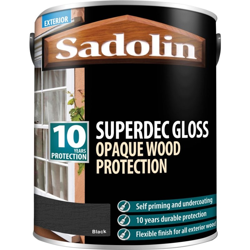 Sadolin Superdec Opaque Wood Protection Black Gloss 5 litre 5028855