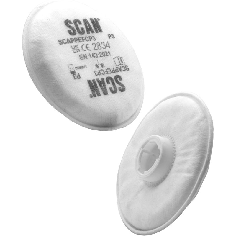 Scan Twin Half Mask P3 Particle Filter Cartridge (Pack of 2) FP200-3