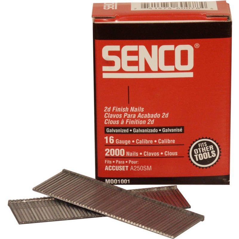 Senco Straight Brad Nails Galvanised 16G x 63mm (Pack 2000) RX25EAA