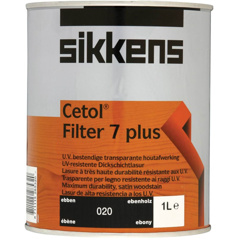 Sikkens Cetol Filter 7 Plus Translucent Woodstain Ebony 1 litre 5085917
