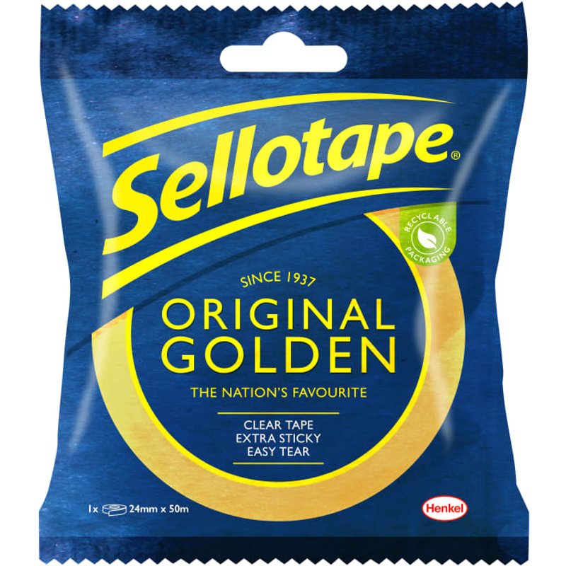 Sellotape Original Golden Sticky Tape - 1 Roll 24mm x 50m 1629135
