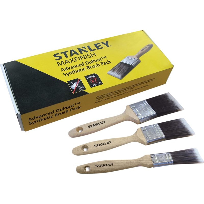 STANLEY® Hand Tools MAXFINISH Advanced Synthetic Paint Brush Set of 3 25 38 & 50mm STPPSS0S
