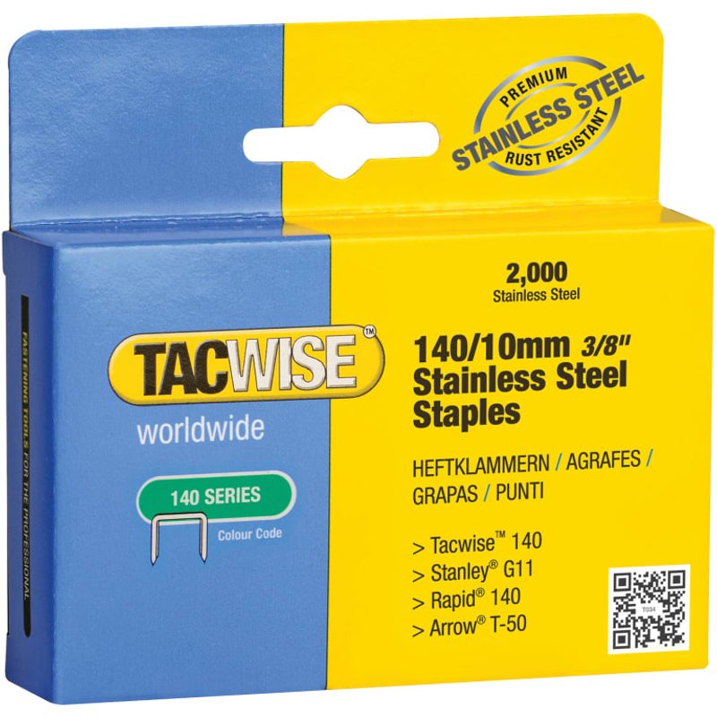 Tacwise 140 Stainless Steel Staples 10mm (Pack 2000) 1217