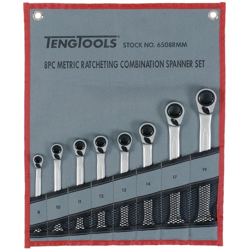 Teng Ratcheting Combination Spanner Set, 8 Piece 6508RMM