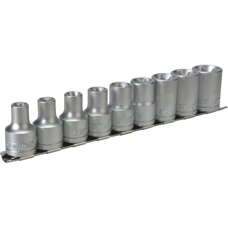 Teng 1/2in Drive M1210 External TORX Socket Clip Rail Set, 9 Piece M1210