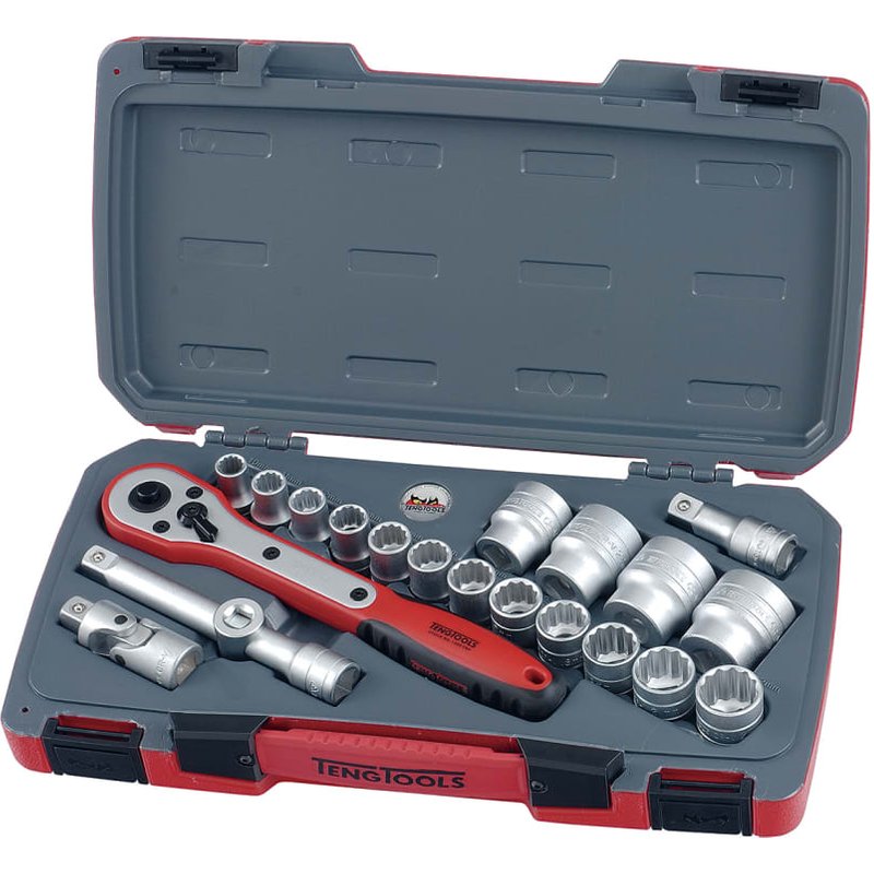 Teng T1221 Socket Set of 21 Metric 1/2in Drive T1221