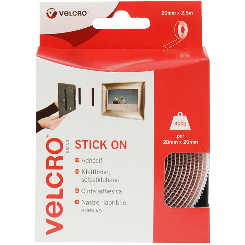 VELCRO® Brand Stick On Tape White 20mm x 2.5m 60214 VEL-EC60214