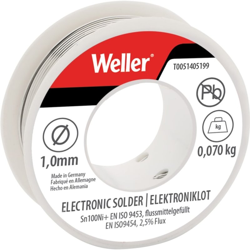 Weller Electronic Lead-Free Solder Sn100Ni100+, 1mm 70g T0051405199
