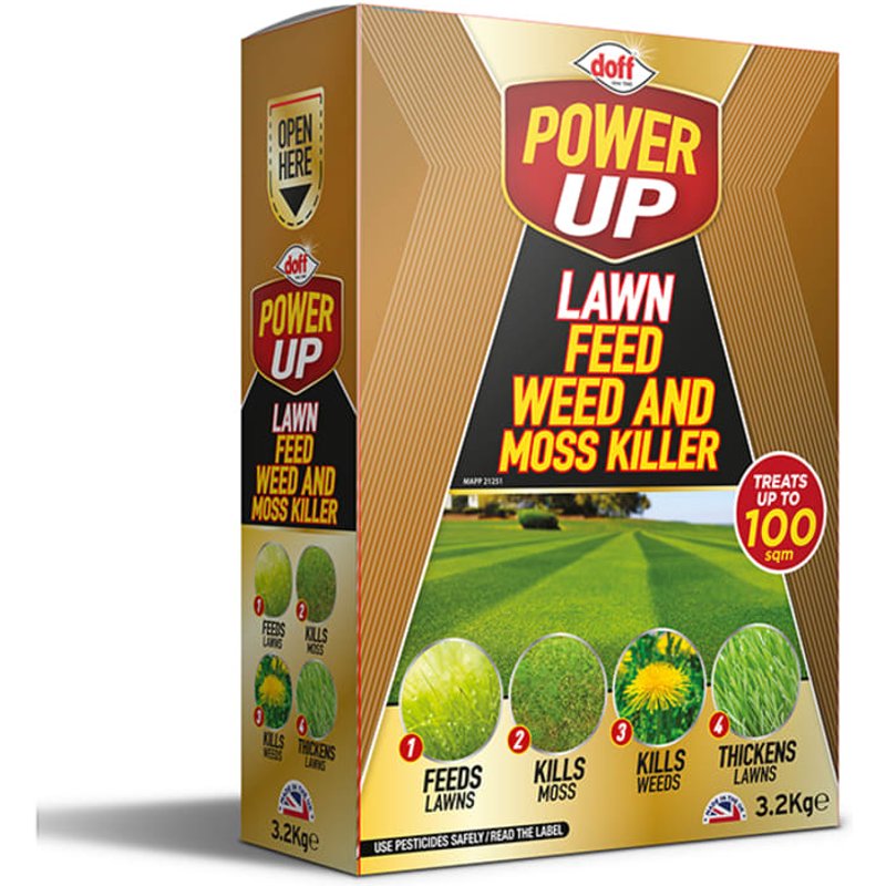 DOFF Powerup Complete Lawn Feed/Weed/Moss Killer 3.2kg F-LM-C20-DPU F-LM-C20-DPU