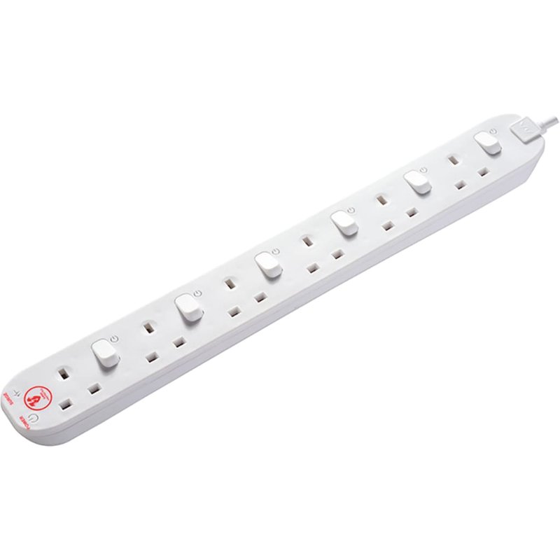 Masterplug Surge Switched Extension Lead 6 Gang 13A 2m SWSRG62N-MP SWSRG6210N-MP