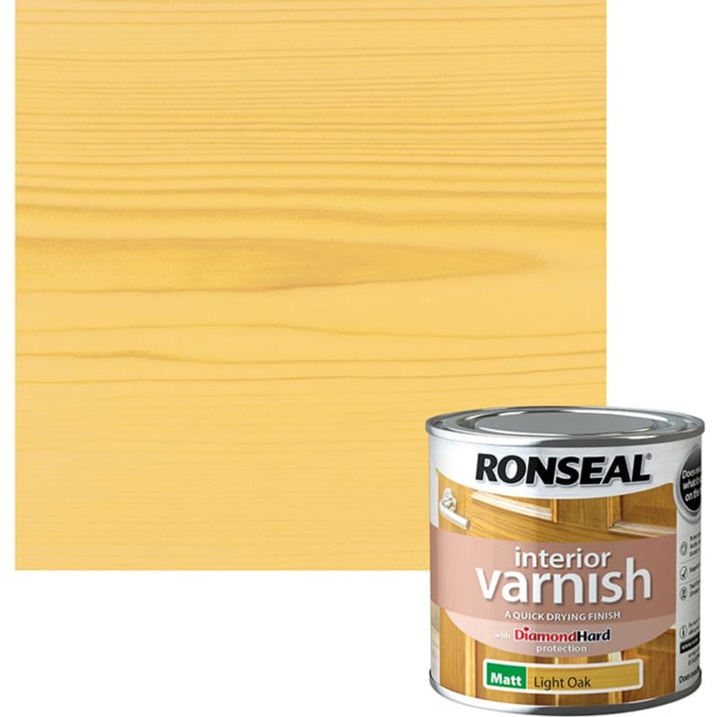 Ronseal Quick Dry Interior Varnish Matt Light Oak 250ml 39428 39428