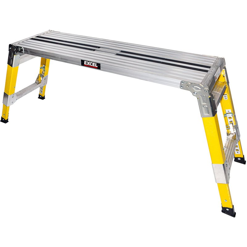 Excel Fibreglass Work Bench Platform Adjustable Height Heavy Duty Folding Hop Up - 1200 x 350 mm