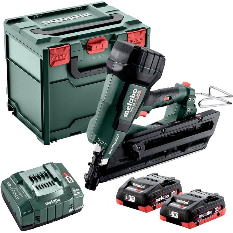 Metabo NFR 18 LTX 90 BL 18V Brushless First Fix Framing Nailer with 2 x 4.0Ah Battery, Charger in Metabox 612090800