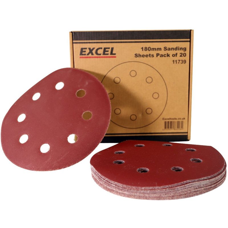 Excel 180mm Sanding Sheet Pack of 20 Piece 180mm