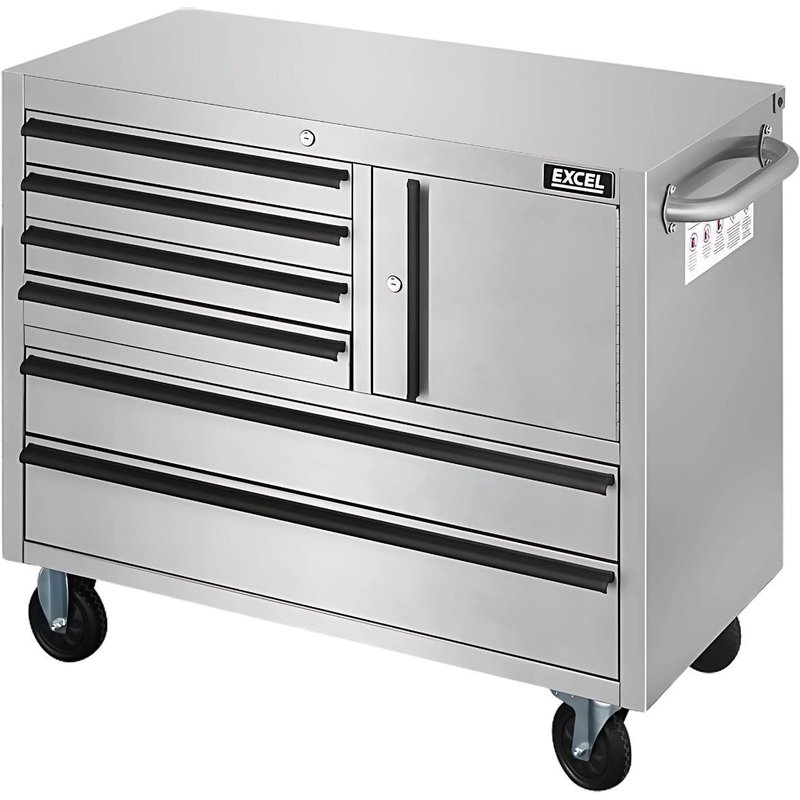 Excel 41" 8 Drawer Stainless Steel Tool Chest 41"