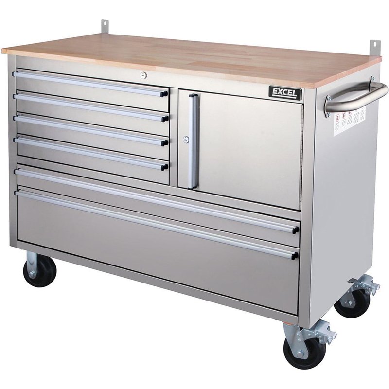 Excel 48" 6 Drawer 1 Door Stainless Steel Tool Chest Cabinet 48"