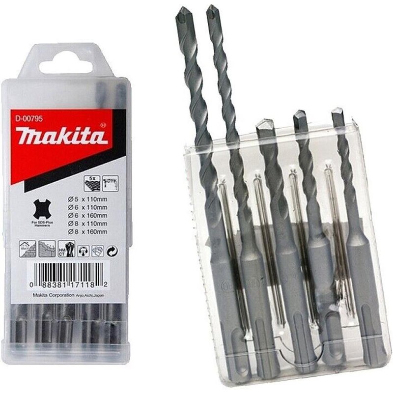 Makita D-00795 5 Piece SDS Plus Hammer Drill Bit Set D-00795