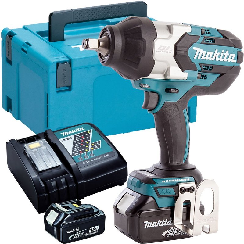 Makita DTW1001RTJ 18V Brushless 3/4" Impact Wrench With 2 x 5.0Ah Batteries, Charger In Case DTW1001RTJ