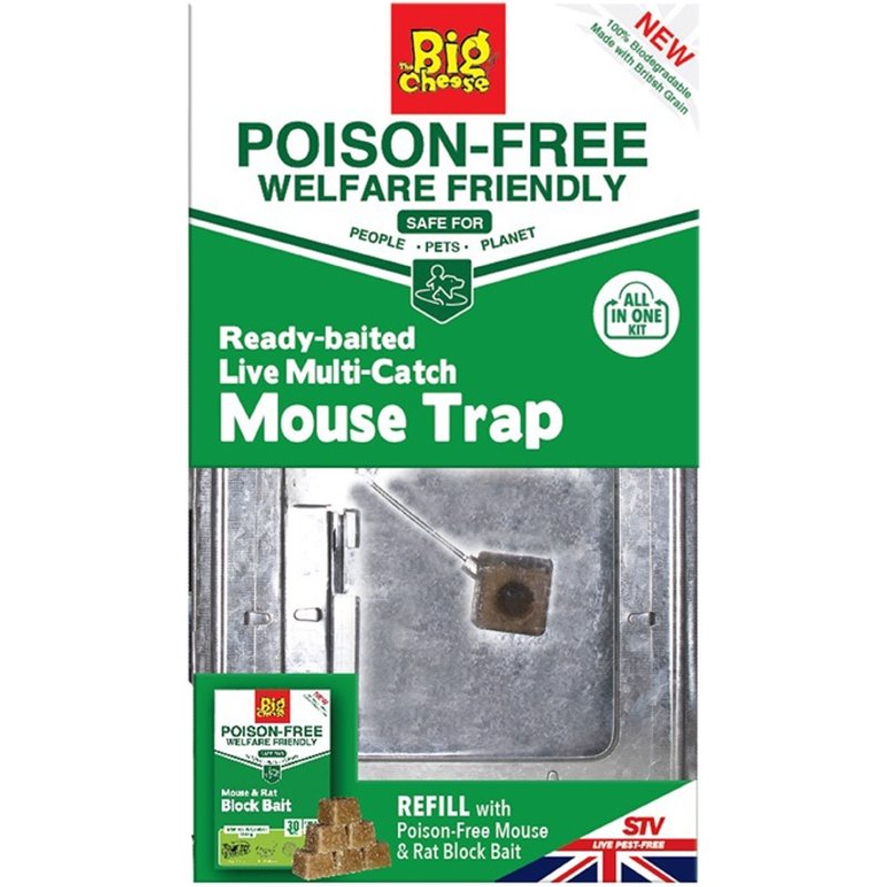The Big Cheese Poison Free Ready Baited Live Multi Catch Mouse Trap STV202