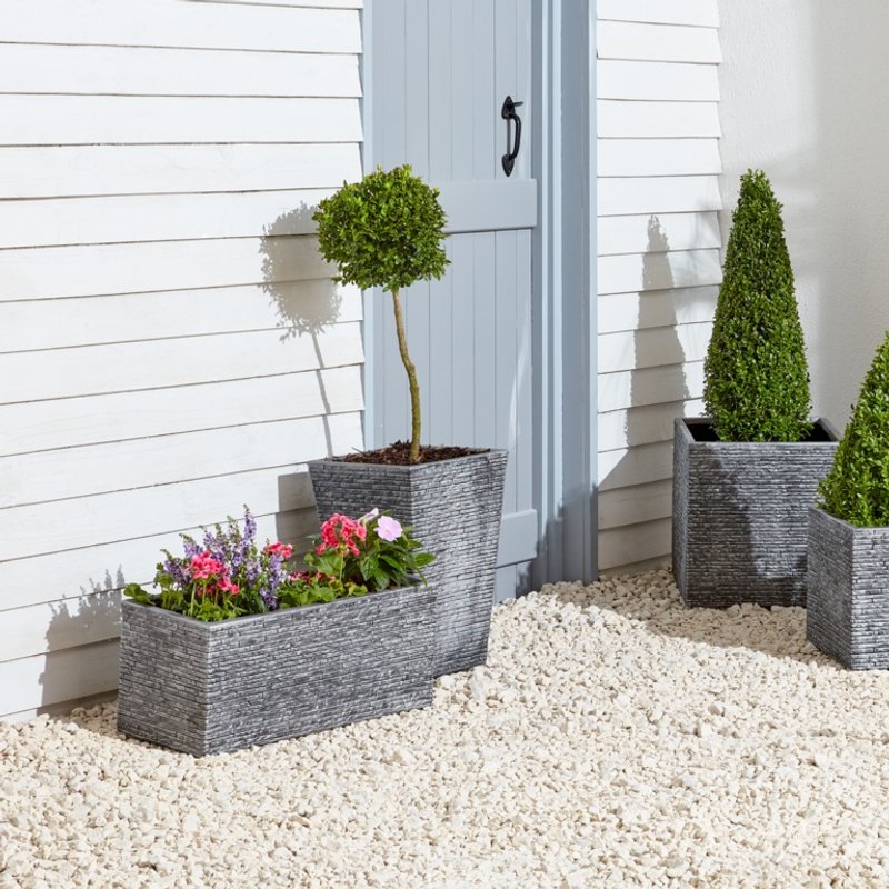 Strata Ash Large Square Slate Planter GN687