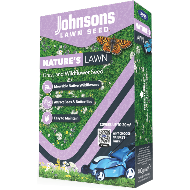 Johnsons Natures Lawn Grass & Wildflowers Seed JNAT400
