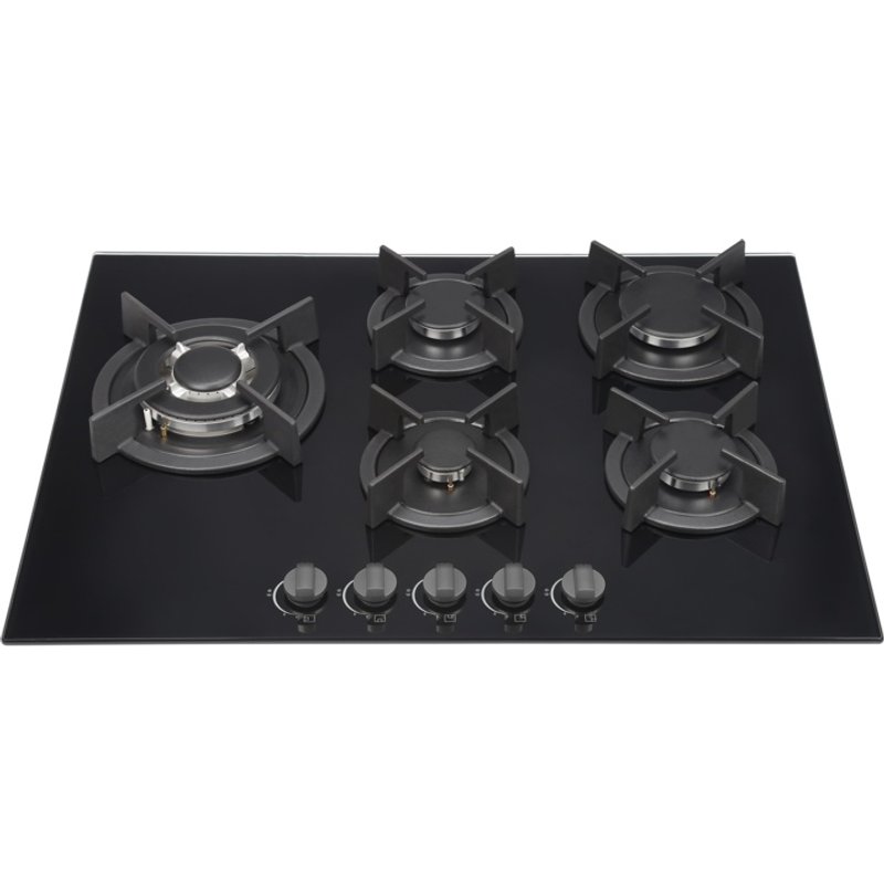 Kitchenplus Gas Burners On Black Glass Hob KP65