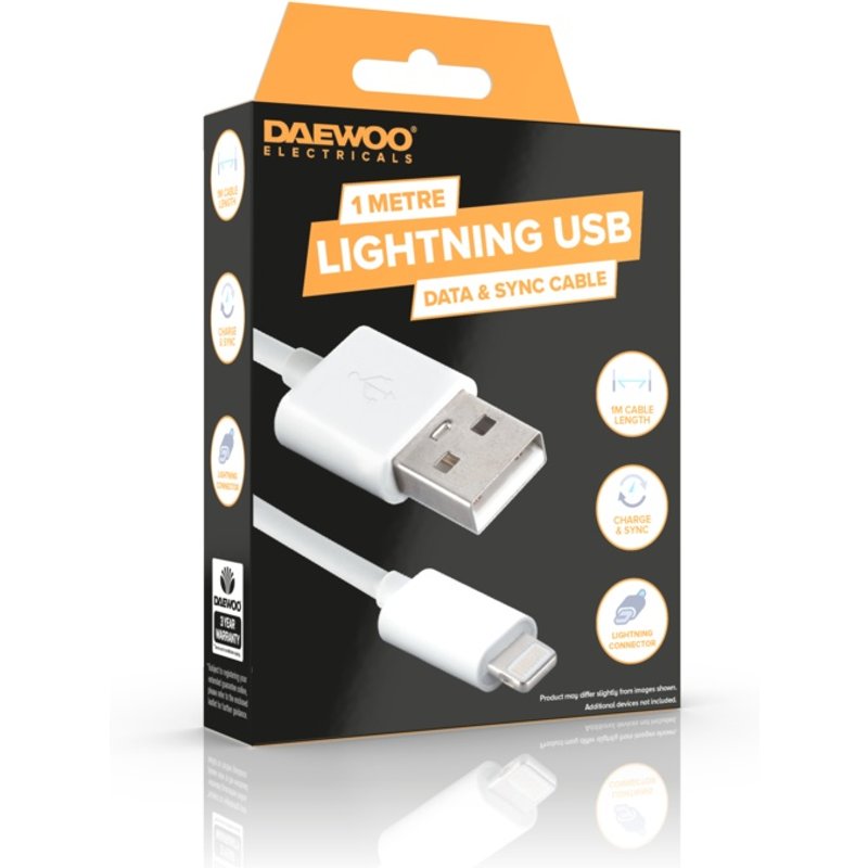 Daewoo 1m USB-A To 8 Pin Lightning 1a ELA1344GE