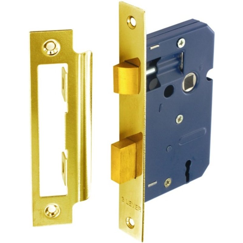 Securit 3 Lever Sash Lock Brass Plated with 2 Keys S1833