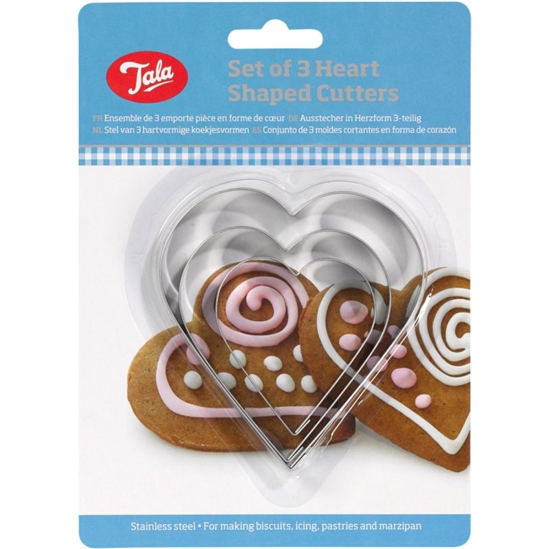 Tala Plain Heart Cutters - Stainless Steel (Set of 3) 10A 09518