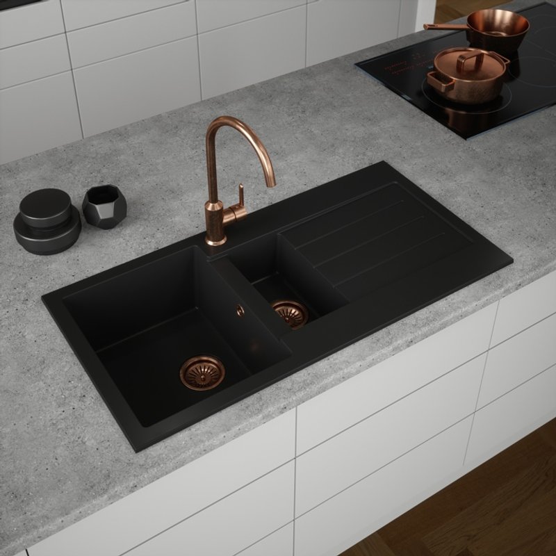 Ellsi Black Comite Sink & Waste PDT-000061-64-65